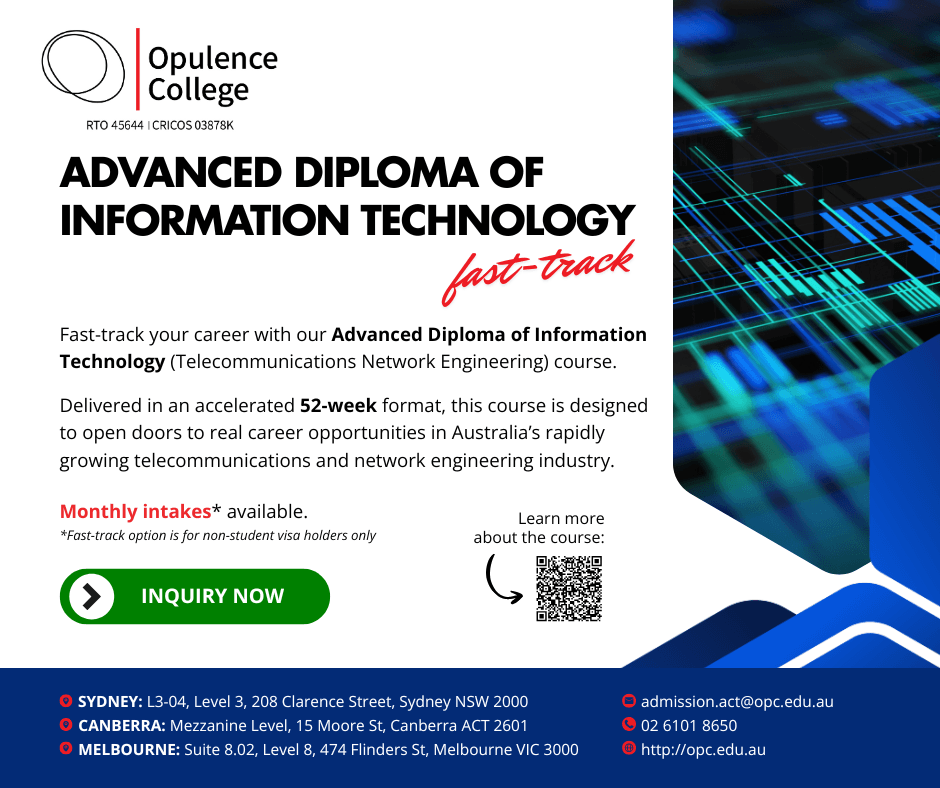 1-year Advanced Diploma of Information Technology (Telecommunications Network Engineering)